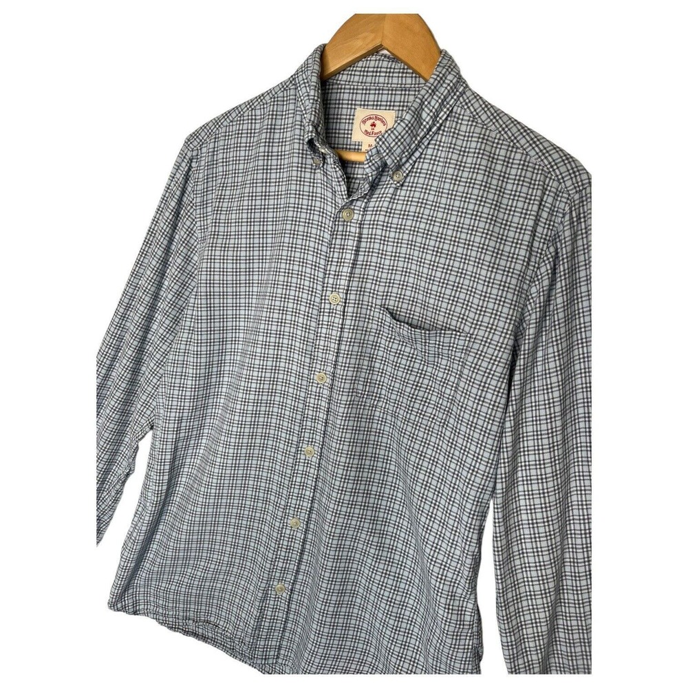 Brooks Brothers Shirt Mens M Red Fleece Plaid Button Up Long Sleeves Pocket Blue - Picture 4 of 13